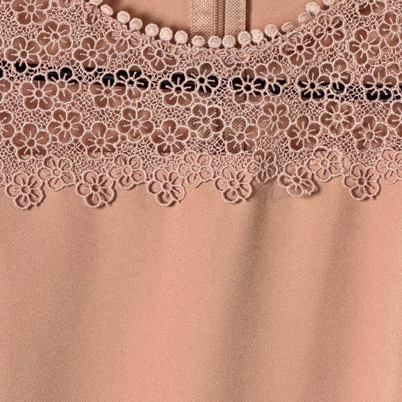 ZARA Blush Pink Lace Yoke Sleeveless Fit & Flare Dress | Medium - Picture 4 of 9
